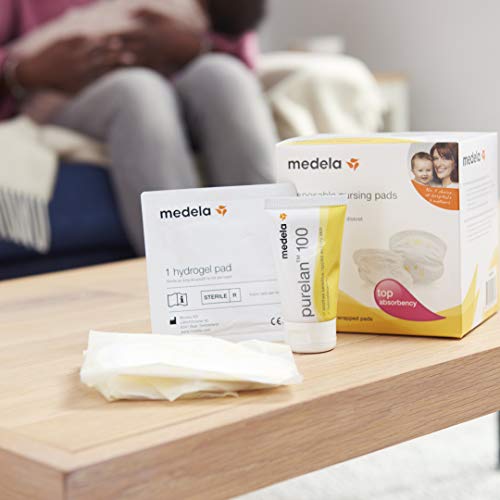 Medela Parches de hidrogel - Alivio y enfriamiento instantáneo para pezones doloridos, reutilizables, paquete de 4 almohadillas estériles envueltas individualmente