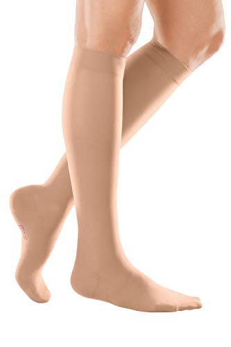 medi Mediven elegance 0240113 - Medias de compresión hasta la rodilla para mujer, con punta cerrada, CCL2, sin banda adhesiva, color caramelo, talla III normal