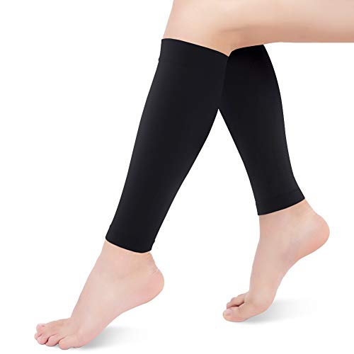 Medias de Compresión para Mujeres Hombres, 20-30 mmHg Calcetines de Compresión Cortas, Punta Abierta, Medias Compresión Fuerte para Venas Varicosas, Edema, Embarazo, Mejora la Circulación (Black, XXL)