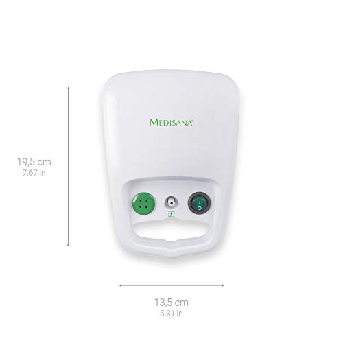 Medisana IN 500 Inhalador, nebulizador compresor con boquilla y mascarilla para adultos y niños, para resfriados o asma con accesorios extra y tubo largo