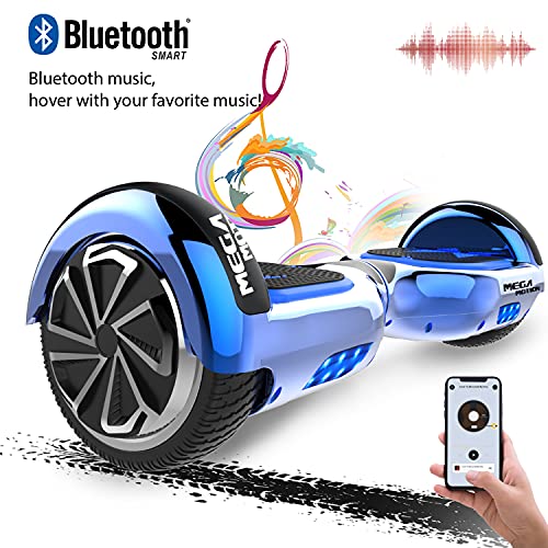 MEGA MOTION Hoverboards con Asiento, Hoverboards Hover Scooter Board, Hoverboards con Silla, Hoverkart para Hoverboards 6.5 Pulgadas, con Altavoz Bluetooth y Luces LED, Regalos para niños