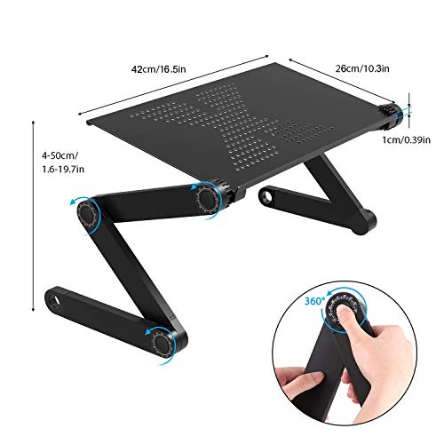 Mesa Ordenador Portatil, Base Ajustable y Plegable, Soporte de Ratón para Notebook