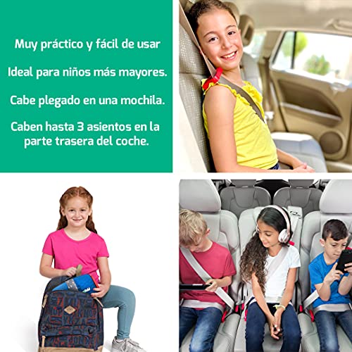 mifold Elevador Coche Plegable para Niños a Partir de 4 años (15-45 kg) - Silla Coche con Cojín 3 Veces Más Grueso - Alzador Compacto y Portátil para Uso Diario y Viajes - Grupos 2 y 3