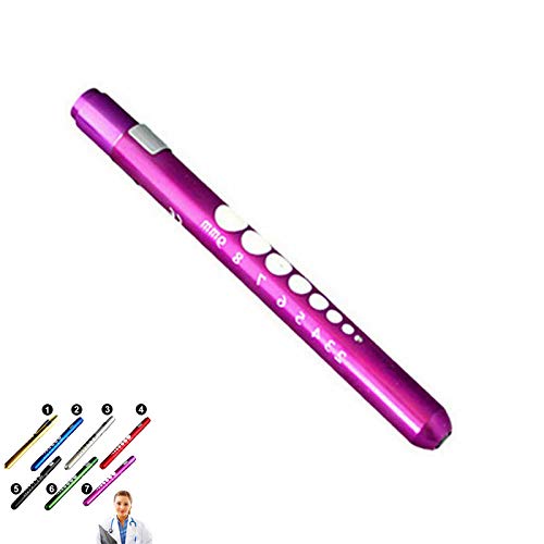 Mini linterna de linterna supertool para diagnóstico, mini linterna LED reutilizable para el hogar, al aire libre, médico, enfermera EMT emergencia (morado, 1 paquete)