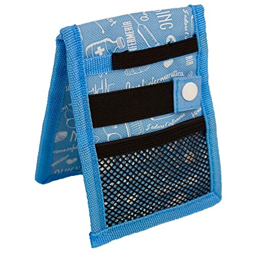 MINIKEEN'S, Salvabolsillos enfermera, Organizador bolsillo enfermera, Enfermería, Kit enfermera, Estampado azul, Mobiclinic