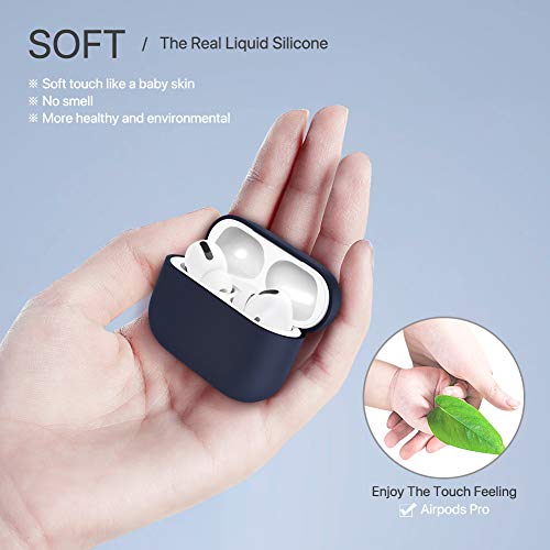 miracase MOVING LIFE Funda para Airpods Pro, Silicona líquida de Triple Capa, LED Visible y Funda rígida de Silicona a Prueba de Golpes (Azul Oscuro)