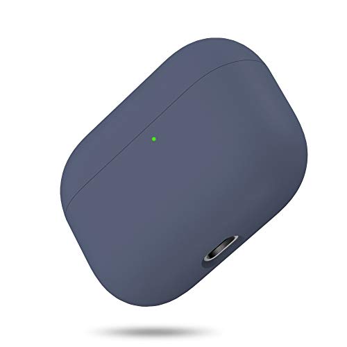 miracase MOVING LIFE Funda para Airpods Pro, Silicona líquida de Triple Capa, LED Visible y Funda rígida de Silicona a Prueba de Golpes (Azul Oscuro)