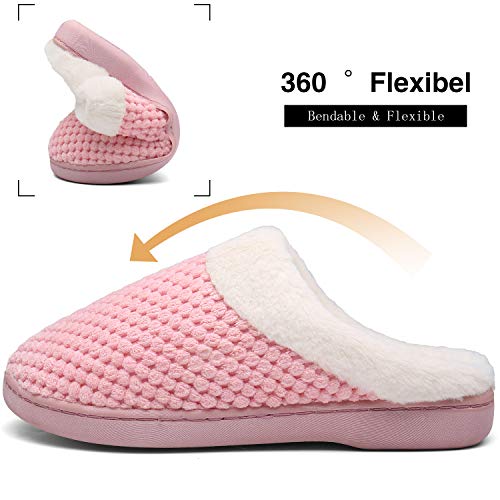 Mishansha Hombre Zapatillas Casa Invierno de Espuma Viscoelástica Antideslizantes CáLido Pantuflas Mujer de Interior y Exterior Rosado, Gr.38/39 EU