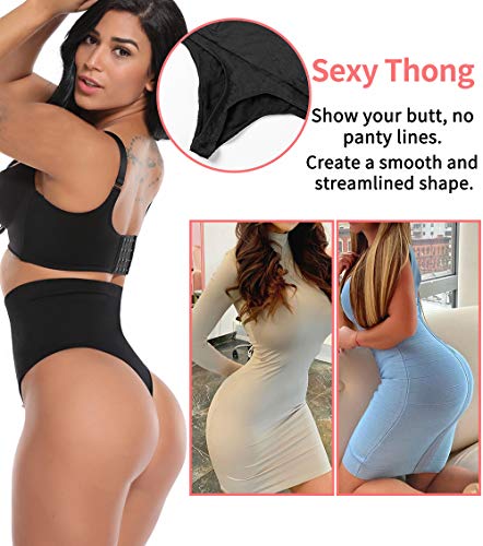 MISS MOLY Tanga Braga Faja Reductora Barriga Mujer Braguita Moldeadora Shapewear Body Shaper Cintura Alta sin Costuras Ropa Interior Lencería Elástico