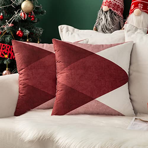 MIULEE Fundas de Cojín para Sofá Cojines Navideños Funda Cojines Decorativos Almohada para Silla Oficina Cama Habitacion Salón Comedor Jardin Dormitorio 45x45 cm 2 Piezas Fusión Rojo