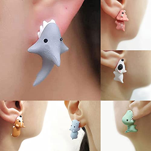 Moares Pendientes para mujeres, 3D Animal Shape Women Pendientes Mordedura Postura Aleación Cartoon Adorable Stud Pendientes Accesorio de joyería - Rosa, Metal,