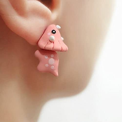 Moares Pendientes para mujeres, 3D Animal Shape Women Pendientes Mordedura Postura Aleación Cartoon Adorable Stud Pendientes Accesorio de joyería - Rosa, Metal,