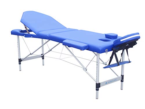 Mobiclinic, Camilla de masaje plegable, CA-01 PLUS, Mesa de Masaje, Reposacabezas, Aluminio y Polipiel, 3 cuerpos, Camilla plegable fisioterapia, Altura regulable, 186x60 cm, Portátil, Azul