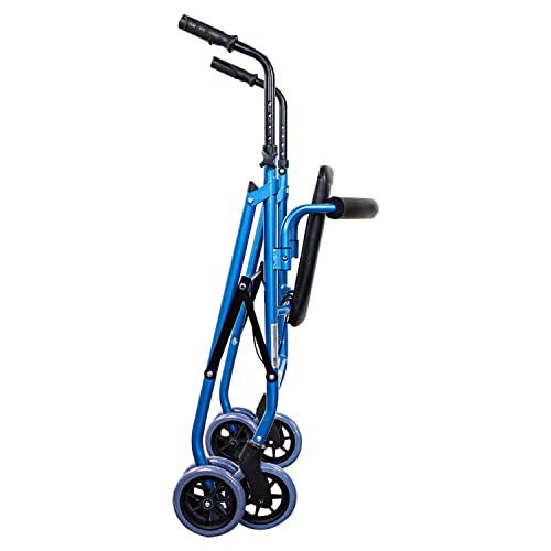 Mobiclinic, Prado, Andador para ancianos, Rollator, Marca Española, ligero, plegable, Nuevo color y diseño para distinguirte, frenos por presión, andador con asiento y 4 ruedas, Aluminio, Azul