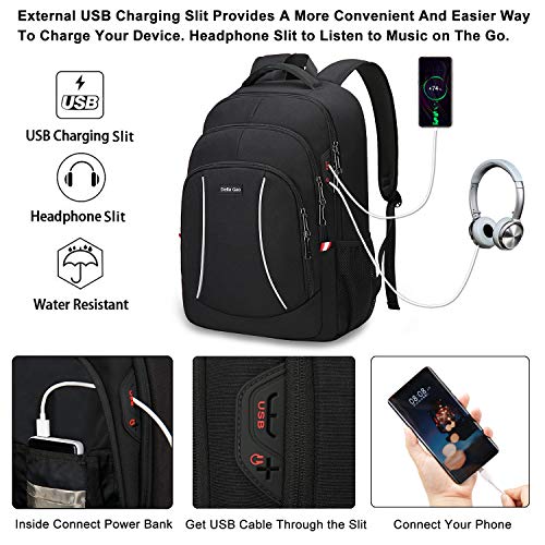 Mochila Portatil Mochila Hombre Mochila Ordenador Portatil 15.6 Pulgadas Mochila Portatil con Ranura USB Mochila del Negocio Trabajo Diario Viaje Escolares - Negro