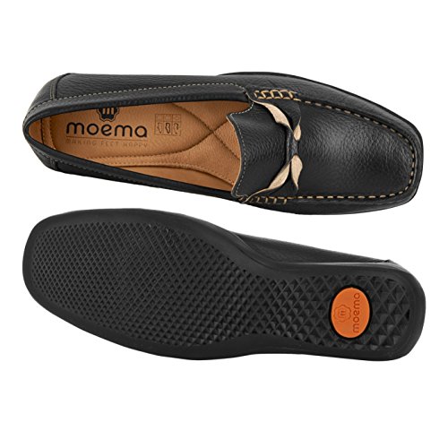 Moema Cassia Negro Detallada Piel Hombre, Color Negro, Talla 38 EU