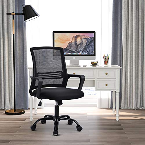 Moiitee Silla de oficina ergonómica silla de oficina, silla giratoria de altura ajustable con reposabrazos basculante, silla reclinable de malla de respaldo alto, ruedas giratorias de 360°