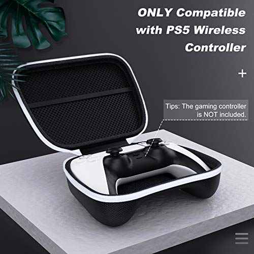 MoKo Estuche de Protección para Juegos, Compatible con el Controlador Inalámbrico PS5, Bolsa de Almacenamiento Portátil de Cordón de Material EVA con Cremallera - Negro + Blanco