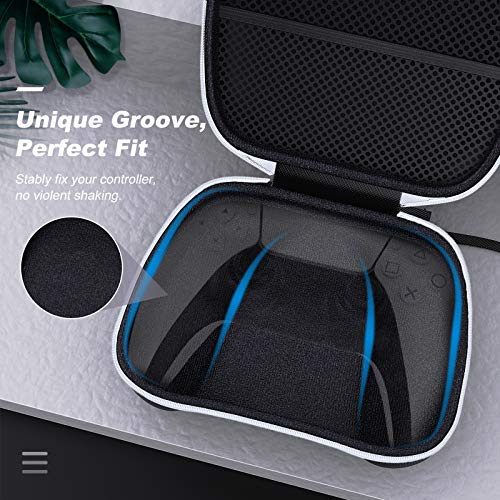 MoKo Estuche de Protección para Juegos, Compatible con el Controlador Inalámbrico PS5, Bolsa de Almacenamiento Portátil de Cordón de Material EVA con Cremallera - Negro + Blanco