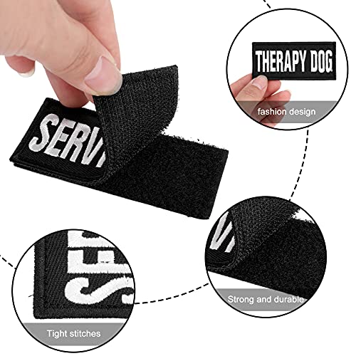 Molain Parche bordado para chaleco de perro con gancho y bucle, 6 parches tácticos extraíbles de velcro negro para arnés de perro de servicio insignia en el entrenamiento