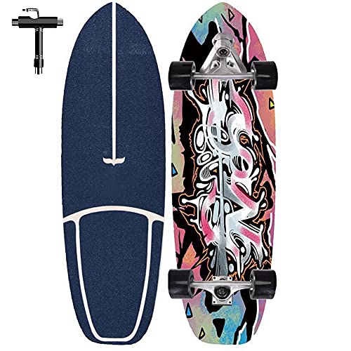 Monopatín Completo Cruiser Skateboard 76×24CM Retro Skate Board para Niños Adolescentes Niño Niña Longboardcon rodamientos ABEC-7CM, Longboard Cruiser Scooter Freestyle