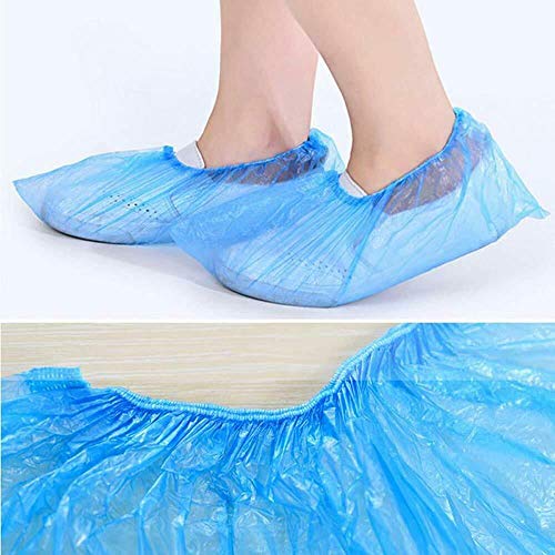 MorNon 100Pcs Cubierta del Zapato Funda Impermeable para Zapatos Cubrezapatos Funda de Plástico para el Hogar la Oficina y la Recepción Azul