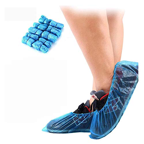 MorNon 100Pcs Cubierta del Zapato Funda Impermeable para Zapatos Cubrezapatos Funda de Plástico para el Hogar la Oficina y la Recepción Azul