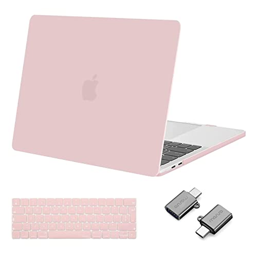 MOSISO Funda Dura Compatible con MacBook Pro 13 Pulgadas 2020-2016 A2338 M1 A2251 A2289 A2159 A1989 A1706 A1708, Plástico Carcasa Rígido&Cubierta de Teclado&Adaptador Tipo C,Cuarzo Rosa