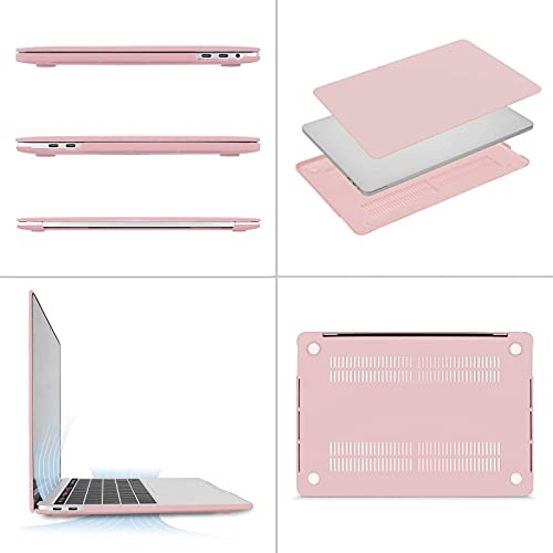 MOSISO Funda Dura Compatible con MacBook Pro 13 Pulgadas 2020-2016 A2338 M1 A2251 A2289 A2159 A1989 A1706 A1708, Plástico Carcasa Rígido&Cubierta de Teclado&Adaptador Tipo C,Cuarzo Rosa