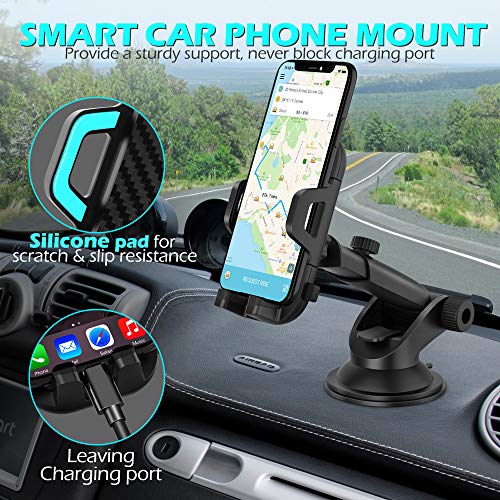 MOSOTECH Soporte Móvil para Coche, Rotación de 360 ° Universal Porta Movil Coche Ventosa para Tablero de Instrumentos/Parabrisas para iPhone 11/11 Pro /11 Pro MAX/XS MAX, Samsung Note 10/S10e, Huawei