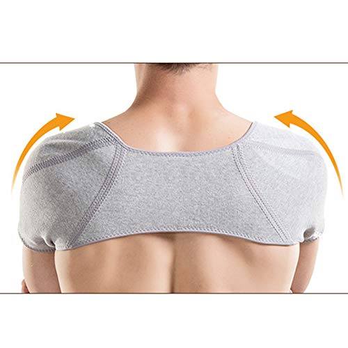 MOXIN Hombrera Deportiva Soporte Apoyo Lesiones para Hombros de Tendinitis Doble, Mujeres y Hombres Hombrera de Compresion para Lesiones Hombro, Esguince,Gris,S