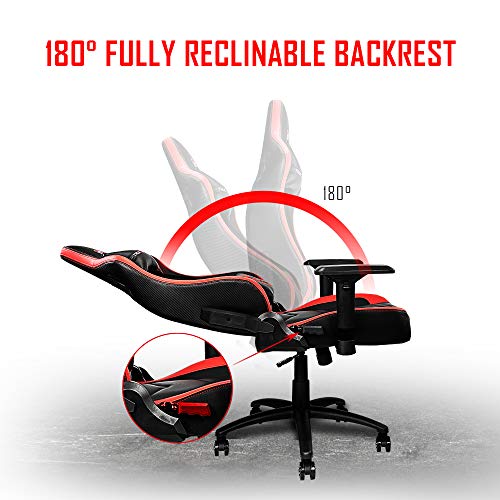 MSI MAG CH110 - Silla gaming negra y roja con diseño de fibra de carbono, estructura de acero, reposabrazos 4D ajustables, espuma transpirable, almohadilla ergonómica para la cabeza