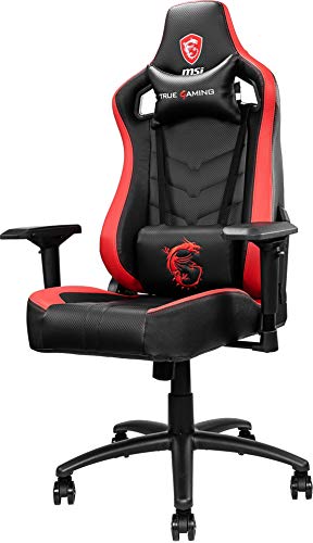 MSI MAG CH110 - Silla gaming negra y roja con diseño de fibra de carbono, estructura de acero, reposabrazos 4D ajustables, espuma transpirable, almohadilla ergonómica para la cabeza