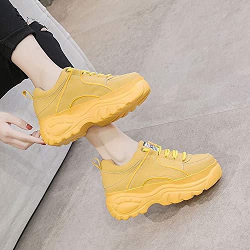 Mujer Zapatillas de tacón Alto Plataforma Mujer Primavera Otoño Zapatos para Caminar al Aire Libre Moda para Mujer Casual Altura Zapatillas de Deporte Cada Vez Mayor