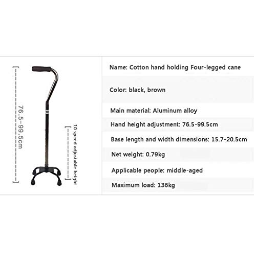 Muletas Adultos, Bastón cuádruple, Anciano Bastón de Cuatro Patas Deshabilitado Bastón de Cuatro Esquinas Telescópico Aleación de Aluminio Andador Antideslizante