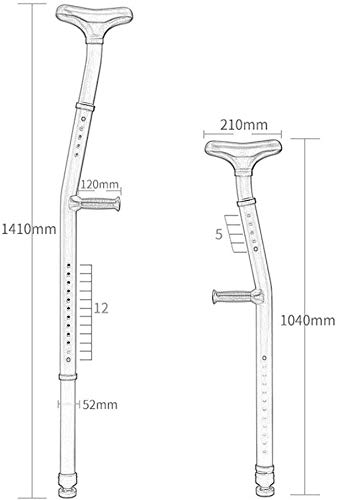 Muletas Ajustable ergonómico de doble axilas muletas (1 par), doble función Amortiguador muletas bajo los brazos con el apoyo del brazo de aleación de aluminio Tubo for todo tipo de personas o persona