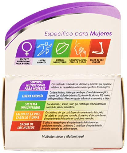 Multicentrum Mujer Complemento Alimenticio Multivitaminas con 13 Vitaminas y 11 Minerales, Sin Gluten, 30 Comprimidos