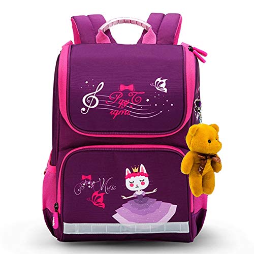 N / A Dibujos Animados Mochilas Escolares Mochila para niñas Niños Oso Gato Diseño Niños Mochila ortopédica Grado 36 * 28 * 16 cm