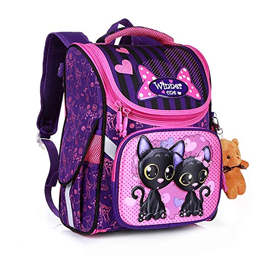 N / A Dibujos Animados Mochilas Escolares Mochila para niñas Niños Oso Gato Diseño Niños Mochila ortopédica Grado 36 * 28 * 16 cm