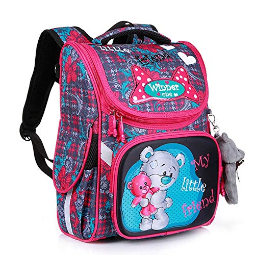 N / A Dibujos Animados Mochilas Escolares Mochila para niñas Niños Oso Gato Diseño Niños Mochila ortopédica Grado 36 * 28 * 16 cm