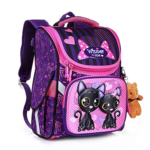 N / A Dibujos Animados Mochilas Escolares Mochila para niñas Niños Oso Gato Diseño Niños Mochila ortopédica Grado 36 * 28 * 16 cm