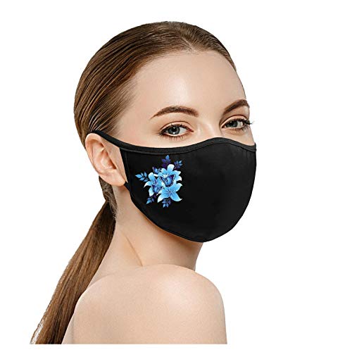 N / B Negro Las_Mascarillas Adultos Algodón Estampado Floral Respirable Adecuado l_avables y Reutilizables No Se Empaña Fácilmente, Se Adapta A La Cara,Una Variedad de Estilos para Elegir.