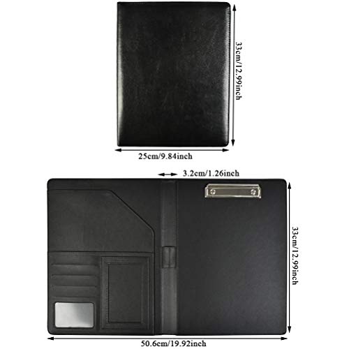 NA Carpeta A4,Carpeta Clip Portapapeles con Pinza, Bloc de Notas, Carpeta Piel con Bolsillo Interior, Organizador de Archivos, carpeta para Carta estándar de Papel A4, Material de Oficina, Negro