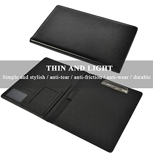 NA Carpeta A4,Carpeta Clip Portapapeles con Pinza, Bloc de Notas, Carpeta Piel con Bolsillo Interior, Organizador de Archivos, carpeta para Carta estándar de Papel A4, Material de Oficina, Negro