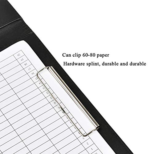 NA Carpeta A4,Carpeta Clip Portapapeles con Pinza, Bloc de Notas, Carpeta Piel con Bolsillo Interior, Organizador de Archivos, carpeta para Carta estándar de Papel A4, Material de Oficina, Negro