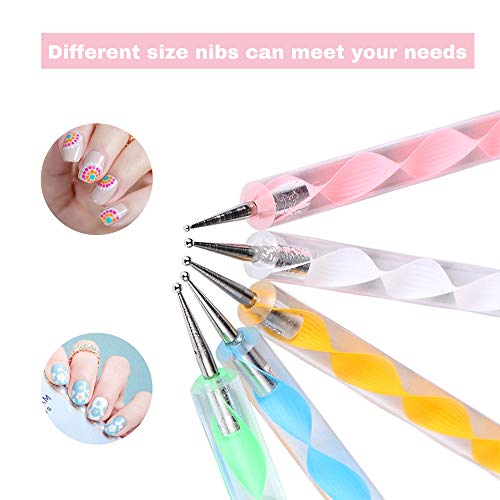 Nail Art Design Pintura Pening Kit profesional ，Herramientas Diferentes Punzon Para Grabado，de Nail Art Manicura y Pedicura Decorar uñas Decoración (5PCS)