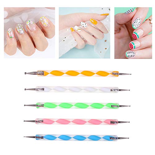 Nail Art Design Pintura Pening Kit profesional ，Herramientas Diferentes Punzon Para Grabado，de Nail Art Manicura y Pedicura Decorar uñas Decoración (5PCS)