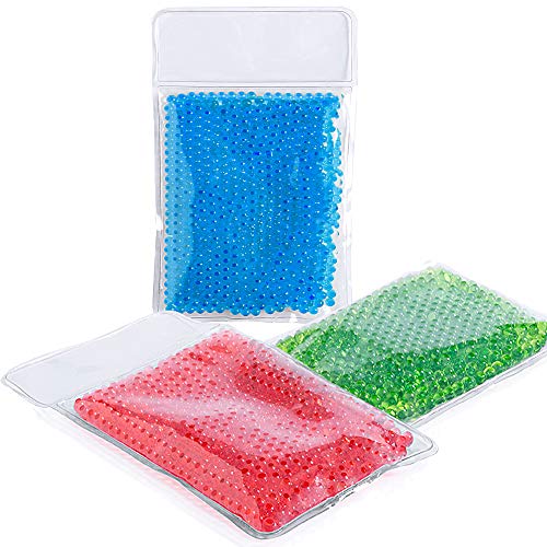 Natuiahan 3 Parches Reutilizables de Perlas de Gel para Terapia de Frío y Calor. Paquetes de Hielo en Gel, Bolsas de Frío y Calor para Lesiones. Azul, Rojo y Verde