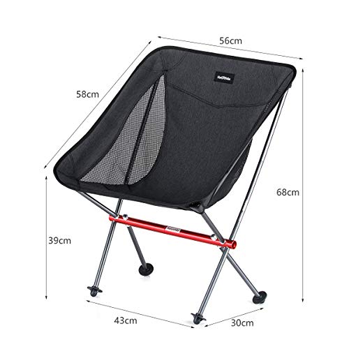 Naturehike La Silla de Camping portátil Puede soportar 150 kg, es Ultraligera y Plegable, y se Puede Montar y Desmontar rápidamente (Negro)