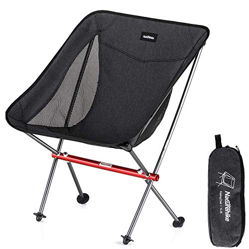 Naturehike La Silla de Camping portátil Puede soportar 150 kg, es Ultraligera y Plegable, y se Puede Montar y Desmontar rápidamente (Negro)